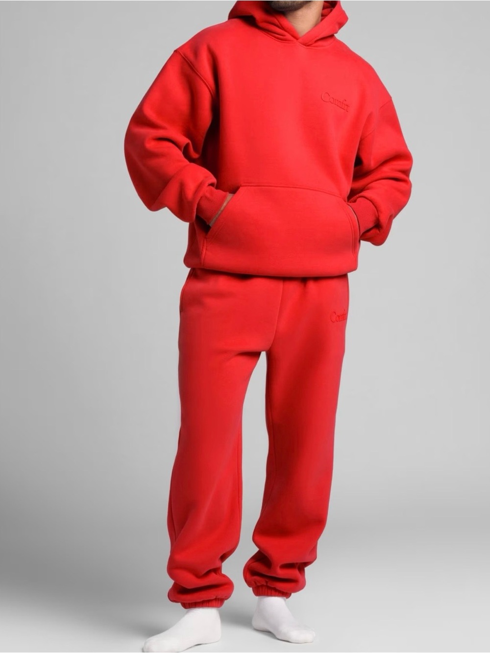 Red Comfrt Sweatpants and Sweatshirt Set